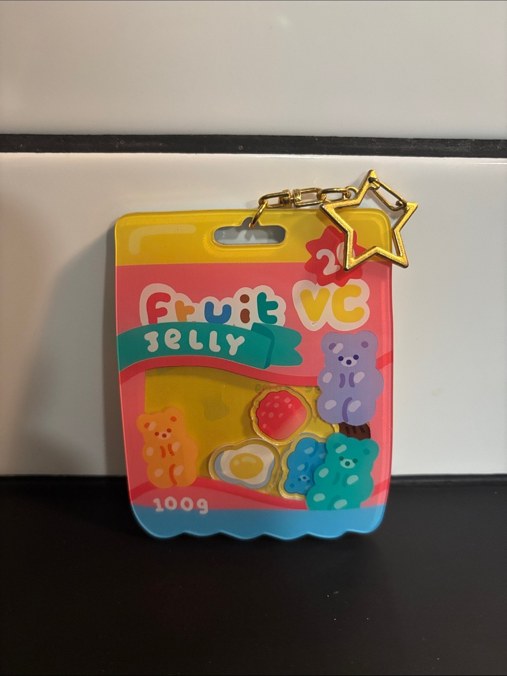 Fruit Gummy Bear Charm Shaker Acrylic Keychain Milkjoy